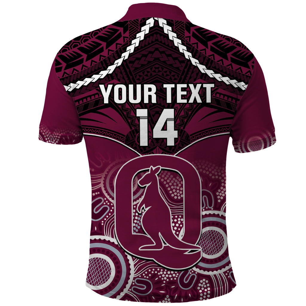 Custom QLD Maroons Rugby Polo Shirt Aboriginal Mix Polynesian Pattern