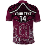 Custom QLD Maroons Rugby Polo Shirt Aboriginal Mix Polynesian Pattern