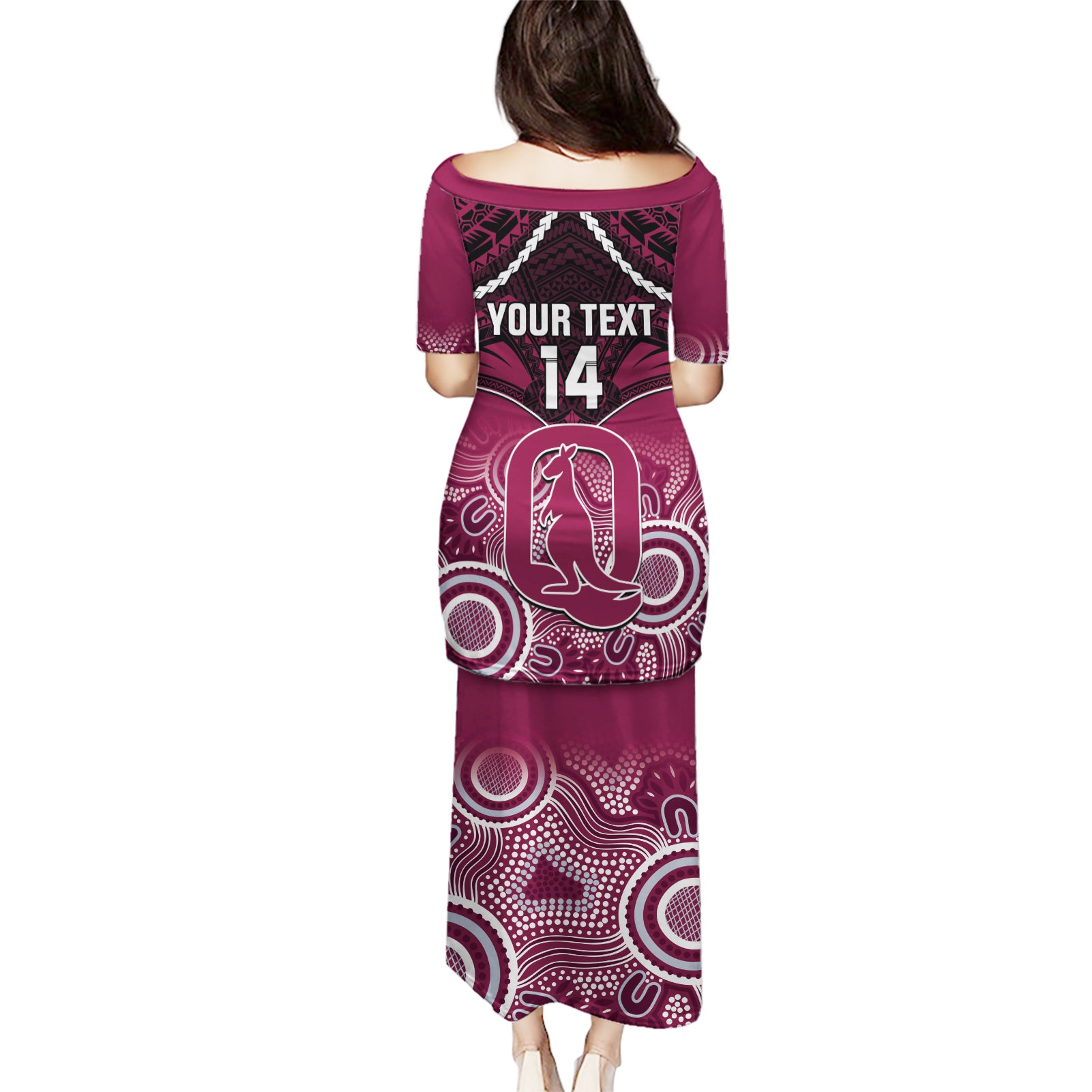 Custom QLD Maroons Rugby Puletasi Aboriginal Mix Polynesian Pattern