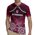 Custom QLD Maroons Rugby Rugby Jersey Aboriginal Mix Polynesian Pattern