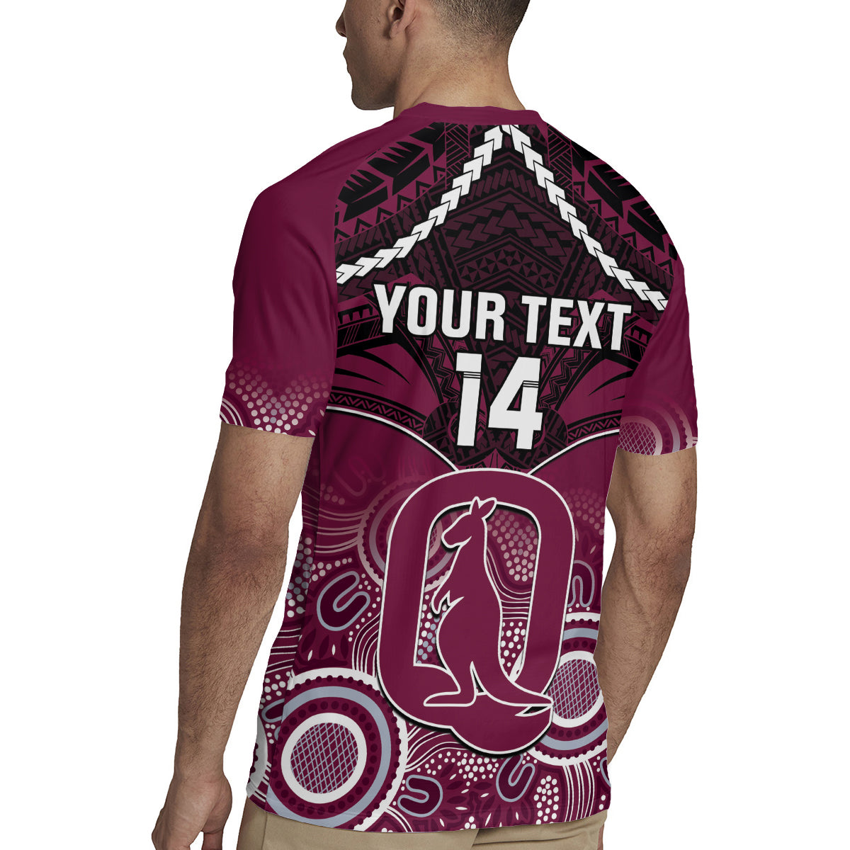 Custom QLD Maroons Rugby Rugby Jersey Aboriginal Mix Polynesian Pattern