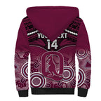 Custom QLD Maroons Rugby Sherpa Hoodie Aboriginal Mix Polynesian Pattern