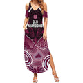Custom QLD Maroons Rugby Summer Maxi Dress Aboriginal Mix Polynesian Pattern