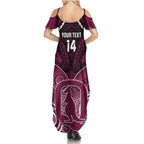 Custom QLD Maroons Rugby Summer Maxi Dress Aboriginal Mix Polynesian Pattern