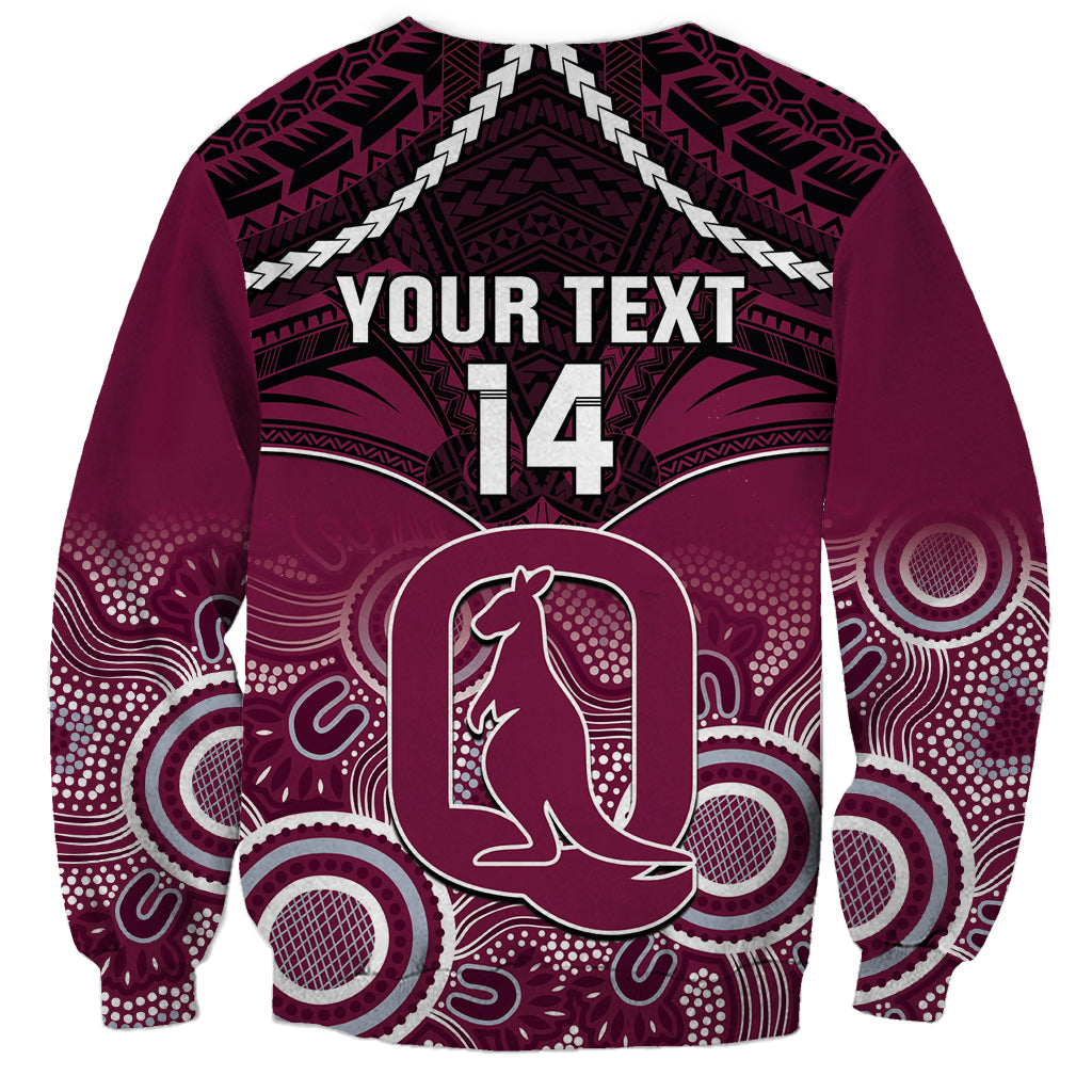 Custom QLD Maroons Rugby Sweatshirt Aboriginal Mix Polynesian Pattern