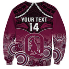 Custom QLD Maroons Rugby Sweatshirt Aboriginal Mix Polynesian Pattern