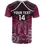 Custom QLD Maroons Rugby T Shirt Aboriginal Mix Polynesian Pattern