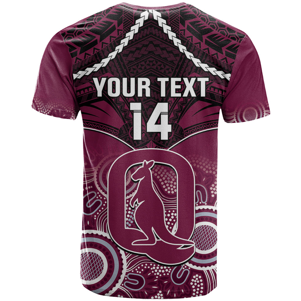 Custom QLD Maroons Rugby T Shirt Aboriginal Mix Polynesian Pattern