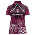 Custom QLD Maroons Rugby Women Polo Shirt Aboriginal Mix Polynesian Pattern