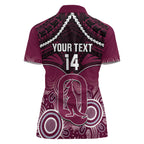 Custom QLD Maroons Rugby Women Polo Shirt Aboriginal Mix Polynesian Pattern