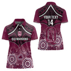 Custom QLD Maroons Rugby Women Polo Shirt Aboriginal Mix Polynesian Pattern
