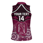 Custom QLD Maroons Rugby Women Sleeveless Polo Shirt Aboriginal Mix Polynesian Pattern