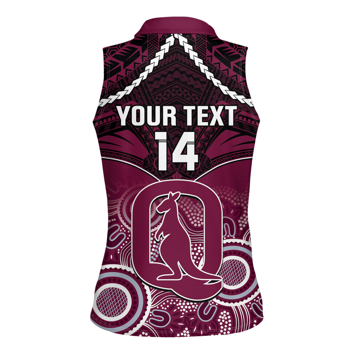 Custom QLD Maroons Rugby Women Sleeveless Polo Shirt Aboriginal Mix Polynesian Pattern