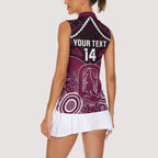Custom QLD Maroons Rugby Women Sleeveless Polo Shirt Aboriginal Mix Polynesian Pattern