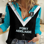 Port Adelaide Football 2023 Women Casual Shirt Go Power Sporty Style LT14