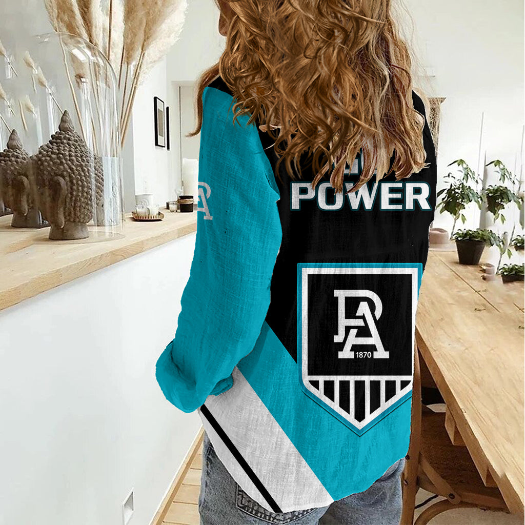 Port Adelaide Football 2023 Women Casual Shirt Go Power Sporty Style LT14