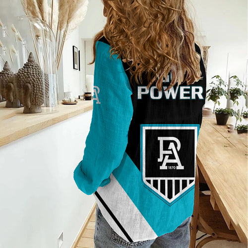 Port Adelaide Football 2023 Women Casual Shirt Go Power Sporty Style LT14