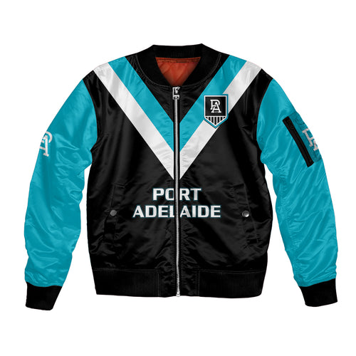 personalised-port-adelaide-football-2023-sleeve-zip-bomber-jacket-go-power-sporty-style