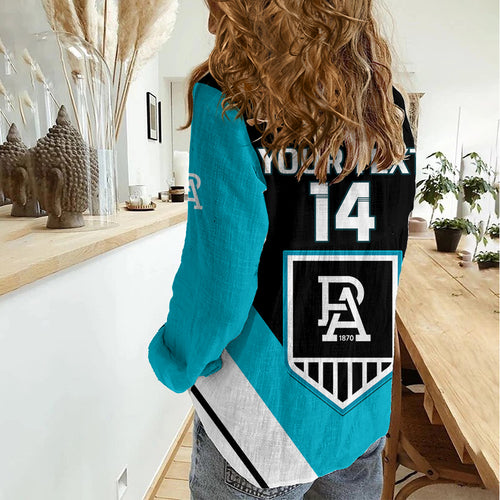 Personalised Port Adelaide Football 2023 Women Casual Shirt Go Power Sporty Style LT14