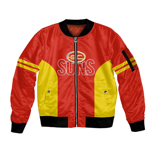 personalised-gold-coast-football-2023-sleeve-zip-bomber-jacket-go-suns-sporty-style