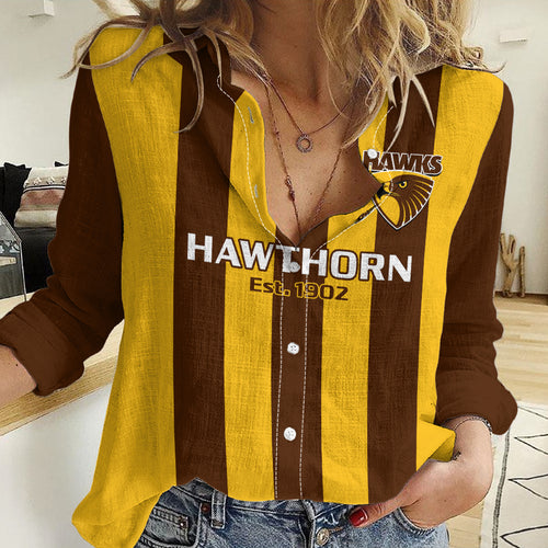 Hawthorn Football 2023 Women Casual Shirt Go Hawks Sporty Style LT14
