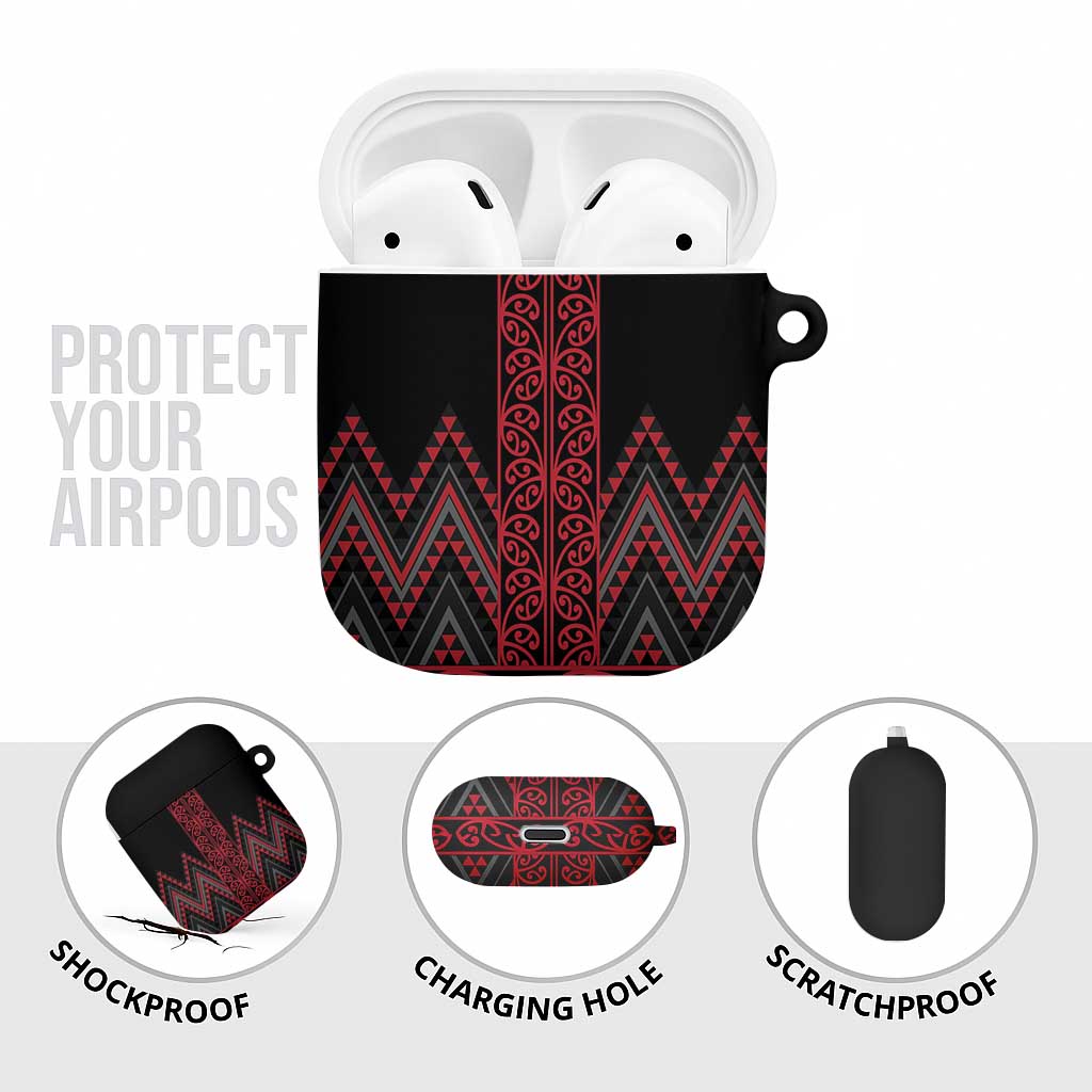 Red Aotearoa Mangopare Kowhaiwhai Niho Taniwha AirPods Case Maori New Zealand - Aussie Hoodie