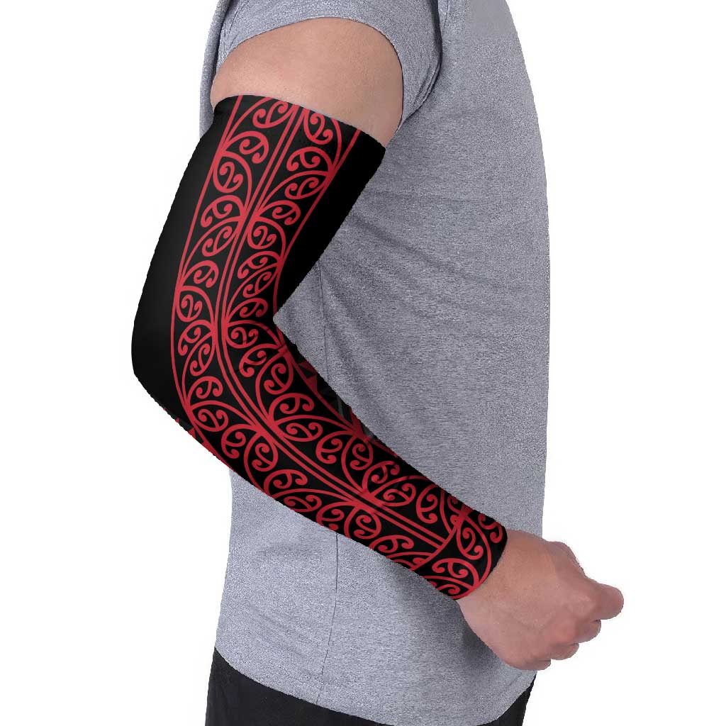 Red Aotearoa Mangopare Kowhaiwhai Niho Taniwha Arm Sleeves Maori New Zealand - Aussie Hoodie