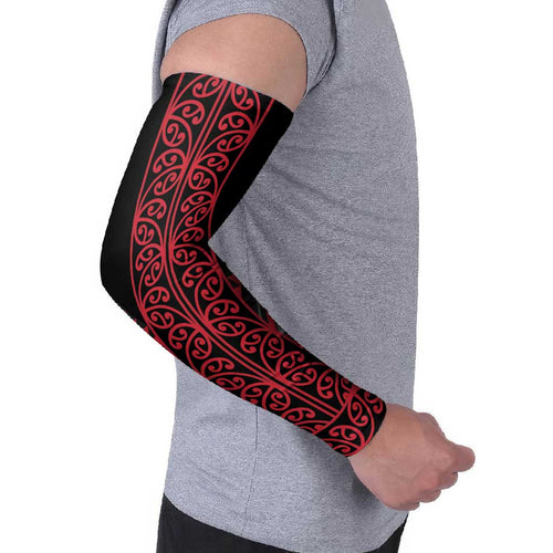 Red Aotearoa Mangopare Kowhaiwhai Niho Taniwha Arm Sleeves Maori New Zealand - Aussie Hoodie