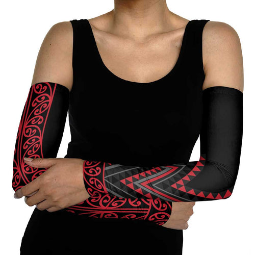 Red Aotearoa Mangopare Kowhaiwhai Niho Taniwha Arm Sleeves Maori New Zealand - Aussie Hoodie