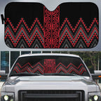 Red Aotearoa Mangopare Kowhaiwhai Niho Taniwha Auto Sun Shade Maori New Zealand - Aussie Hoodie