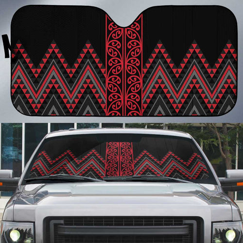 Red Aotearoa Mangopare Kowhaiwhai Niho Taniwha Auto Sun Shade Maori New Zealand - Aussie Hoodie