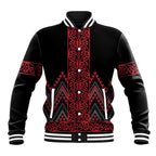 Red Aotearoa Mangopare Kowhaiwhai and Niho Taniwha Baseball Jacket Maori New Zealand