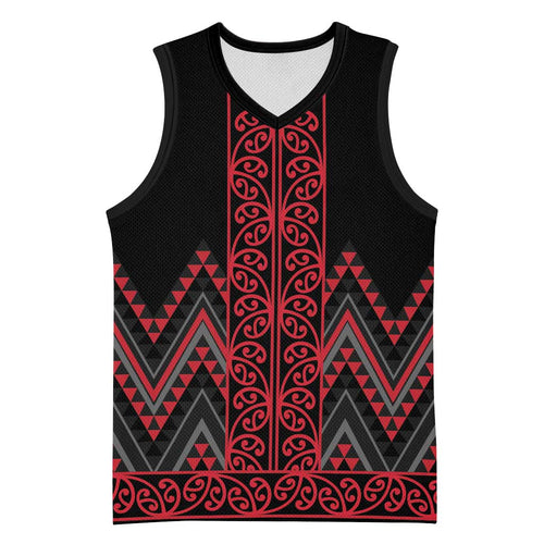 Red Aotearoa Mangopare Kowhaiwhai Niho Taniwha Basketball Jersey Maori New Zealand - Aussie Hoodie