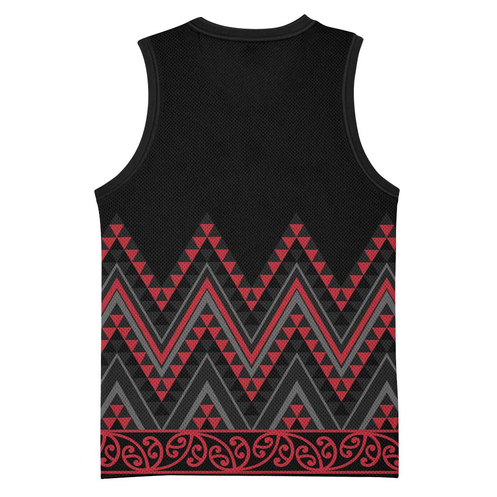 Red Aotearoa Mangopare Kowhaiwhai Niho Taniwha Basketball Jersey Maori New Zealand - Aussie Hoodie