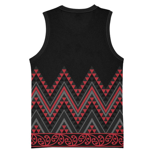 Red Aotearoa Mangopare Kowhaiwhai Niho Taniwha Basketball Jersey Maori New Zealand - Aussie Hoodie