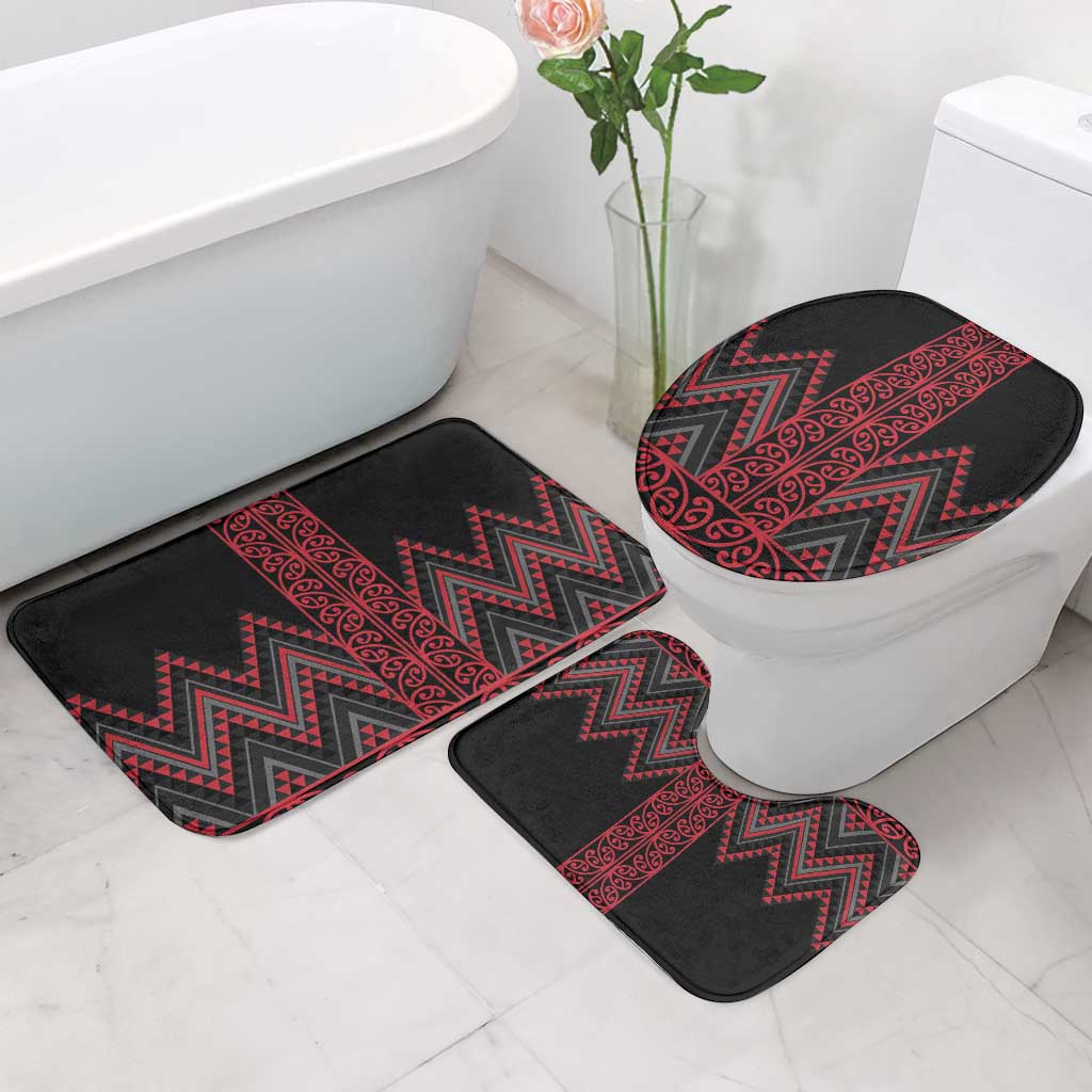 Red Aotearoa Mangopare Kowhaiwhai Niho Taniwha Bathroom Set Maori New Zealand - Aussie Hoodie