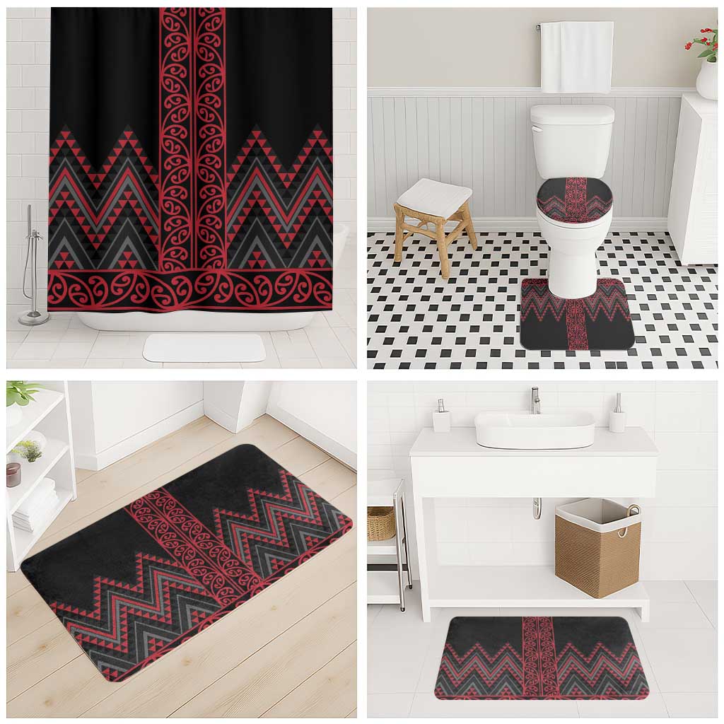 Red Aotearoa Mangopare Kowhaiwhai Niho Taniwha Bathroom Set Maori New Zealand - Aussie Hoodie