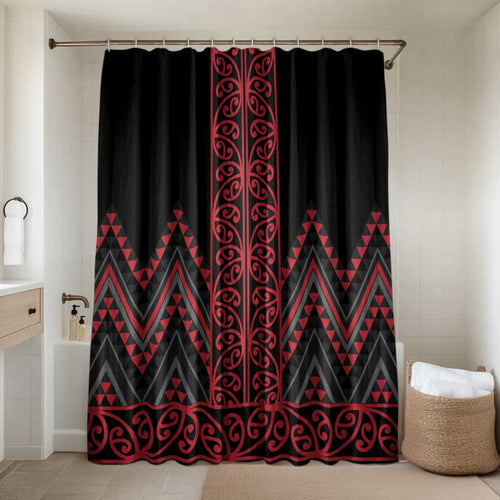 Red Aotearoa Mangopare Kowhaiwhai Niho Taniwha Bathroom Set Maori New Zealand - Aussie Hoodie