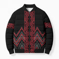 Red Aotearoa Mangopare Kowhaiwhai Niho Taniwha Bomber Puffer Jacket Maori New Zealand - Aussie Hoodie