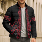 Red Aotearoa Mangopare Kowhaiwhai Niho Taniwha Bomber Puffer Jacket Maori New Zealand - Aussie Hoodie