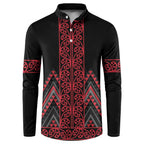 Red Aotearoa Mangopare Kowhaiwhai and Niho Taniwha Button Sweatshirt Maori New Zealand