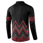 Red Aotearoa Mangopare Kowhaiwhai and Niho Taniwha Button Sweatshirt Maori New Zealand