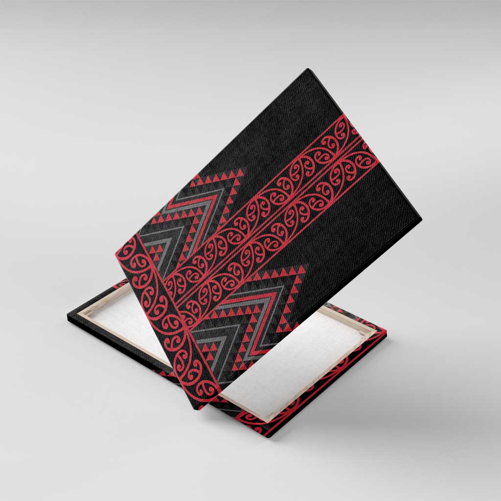 Red Aotearoa Mangopare Kowhaiwhai and Niho Taniwha Canvas Wall Art Maori New Zealand