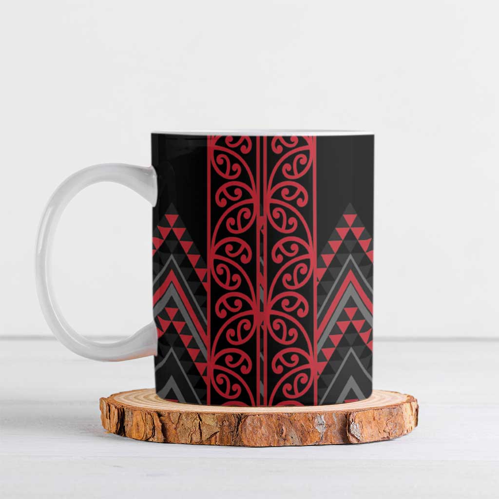 Red Aotearoa Mangopare Kowhaiwhai Niho Taniwha Ceramic Mug Maori New Zealand - Aussie Hoodie