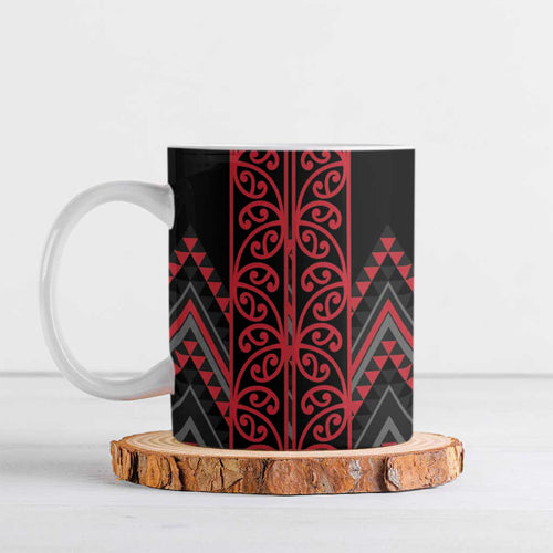 Red Aotearoa Mangopare Kowhaiwhai Niho Taniwha Ceramic Mug Maori New Zealand - Aussie Hoodie