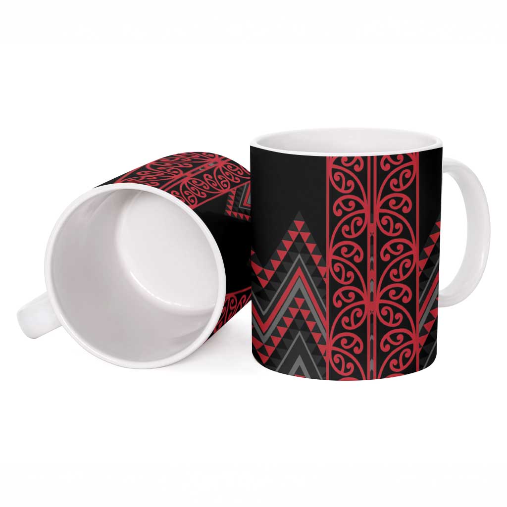Red Aotearoa Mangopare Kowhaiwhai Niho Taniwha Ceramic Mug Maori New Zealand - Aussie Hoodie