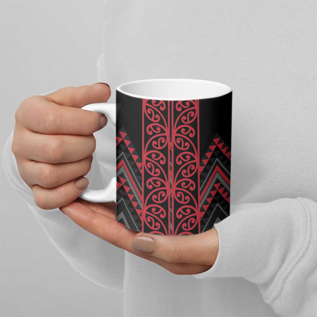 Red Aotearoa Mangopare Kowhaiwhai Niho Taniwha Ceramic Mug Maori New Zealand - Aussie Hoodie