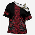 Red Aotearoa Mangopare Kowhaiwhai Niho Taniwha Cross Shoulder Shirt Maori New Zealand - Aussie Hoodie