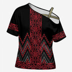 Red Aotearoa Mangopare Kowhaiwhai Niho Taniwha Cross Shoulder Shirt Maori New Zealand - Aussie Hoodie