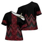 Red Aotearoa Mangopare Kowhaiwhai Niho Taniwha Cross Shoulder Shirt Maori New Zealand - Aussie Hoodie